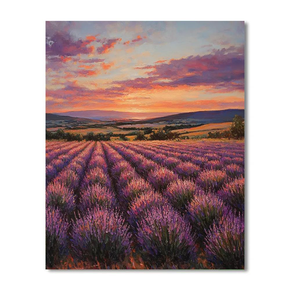 Monet Inspired Lavender Field At Sunset DIY paint by numbers