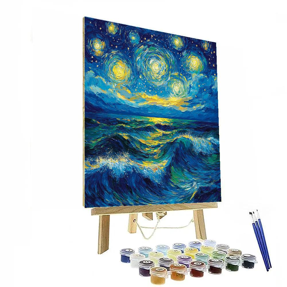 Van Gogh Inspired Starry Night Over Ocean Paint by numbers art