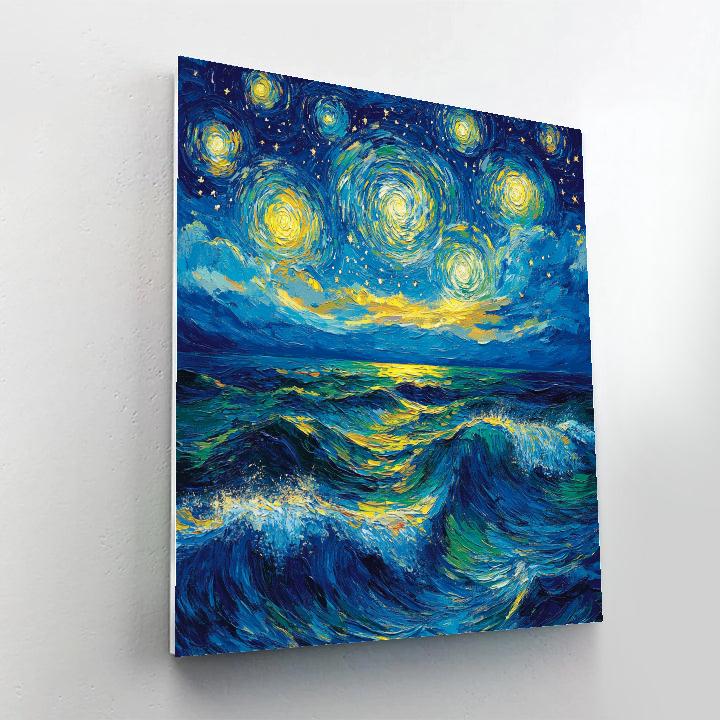 Van Gogh Inspired Starry Night Over Ocean Paint by numbers art