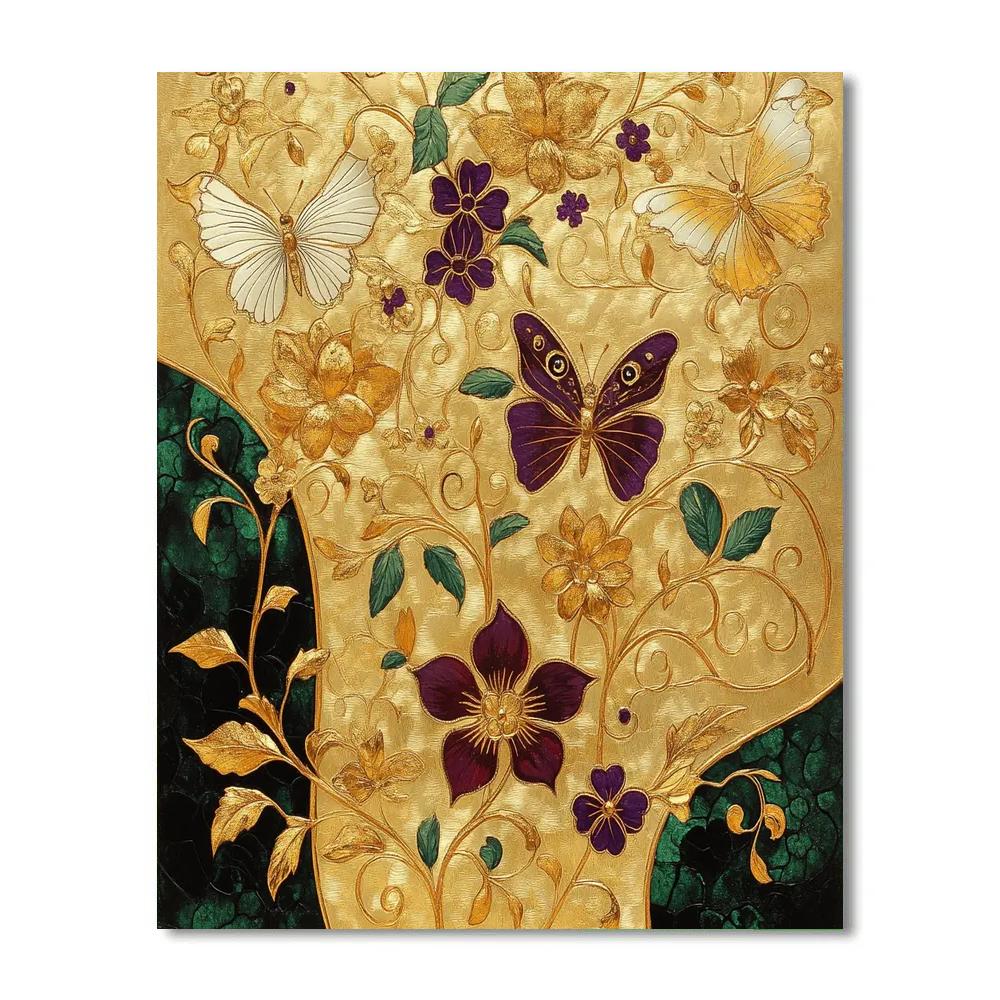 Gustav Klimt Inspired Ornate Butterfly Garden paint by numbers