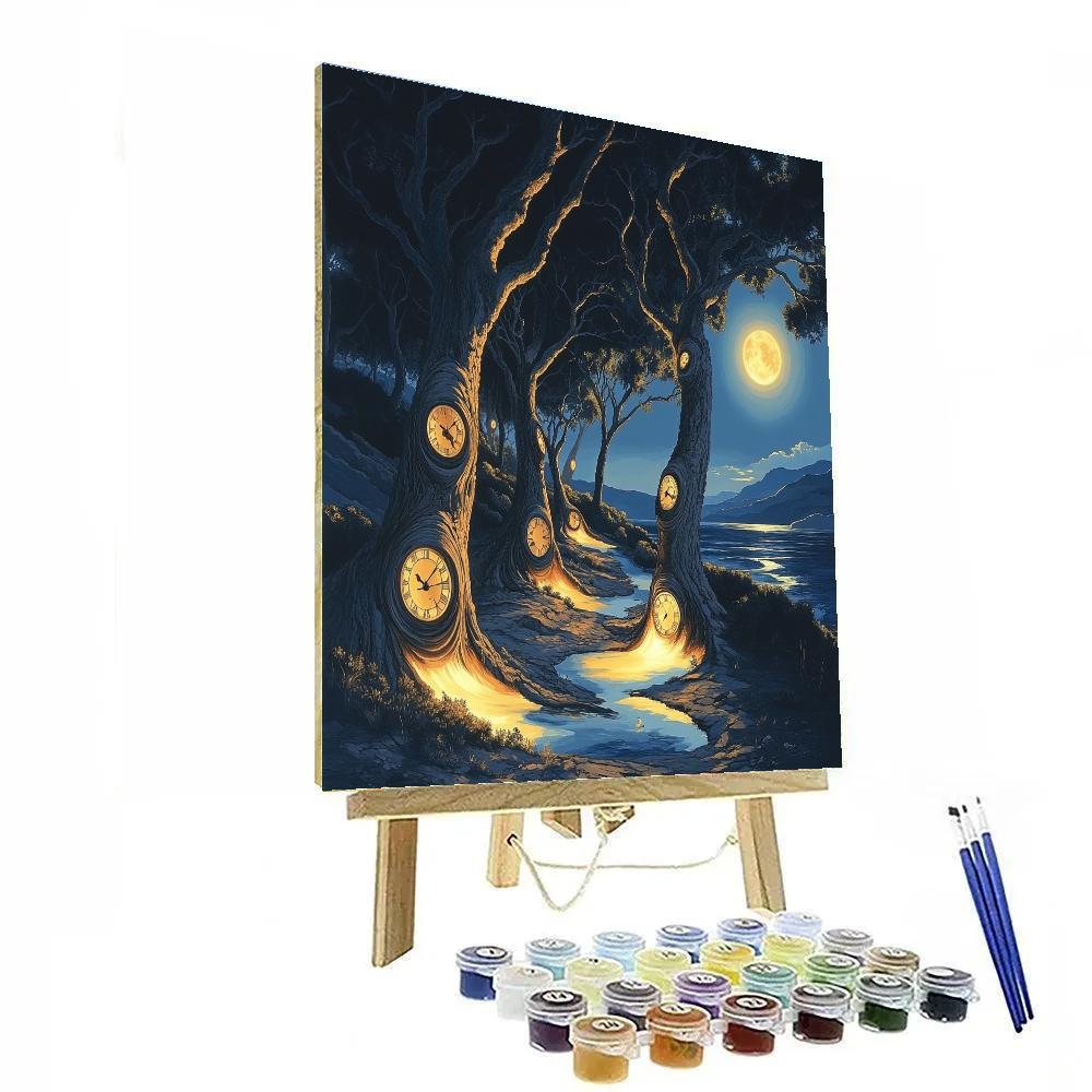 Salvador Dali Inspired Surreal Moonlit Forest Number painting