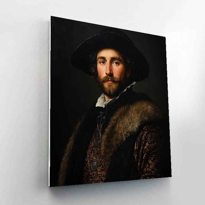 Rembrandt Inspired Portrait Of A Historical Explorer Number painting