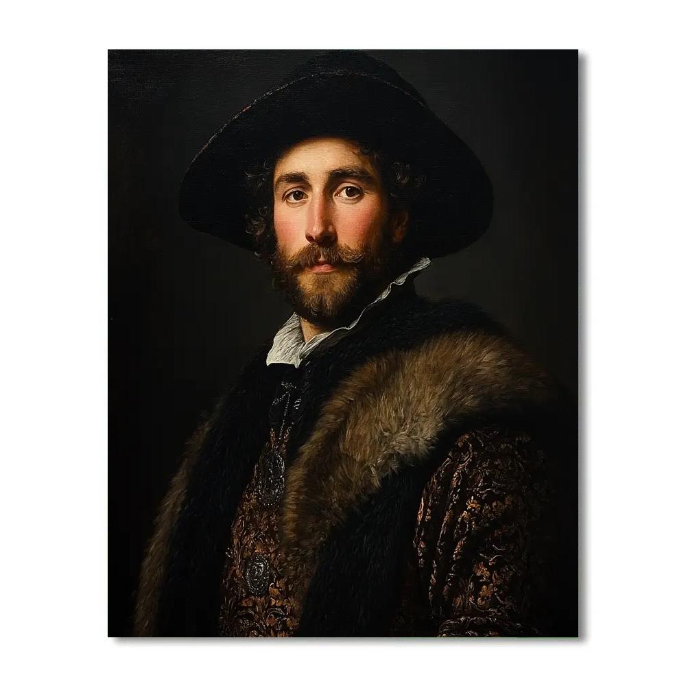 Rembrandt Inspired Portrait Of A Historical Explorer Number painting