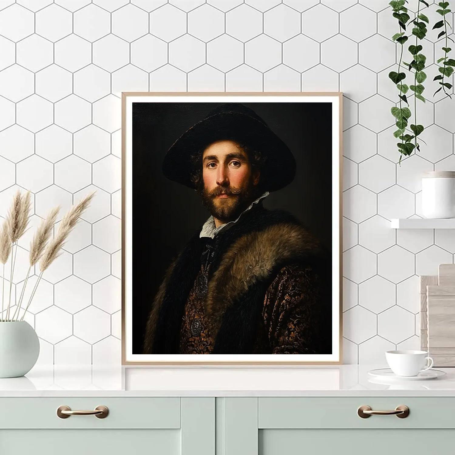 Rembrandt Inspired Portrait Of A Historical Explorer Number painting
