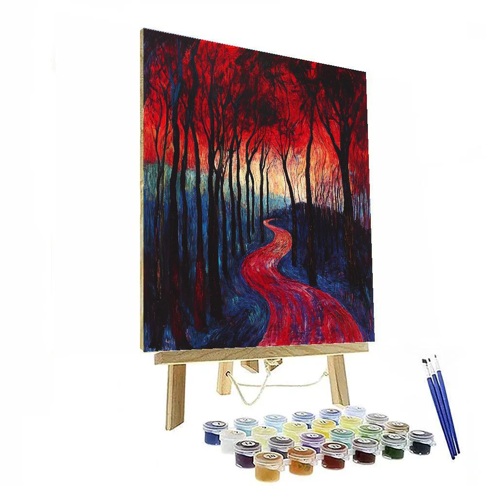 Edvard Munch Inspired Twilight Forest Path painting number kit