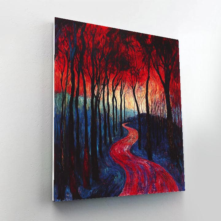 Edvard Munch Inspired Twilight Forest Path painting number kit