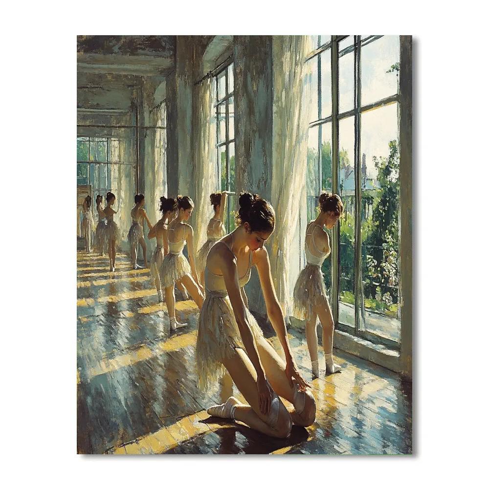 Edgar Degas Inspired Ballet Dancers Warm-Up paint by number
