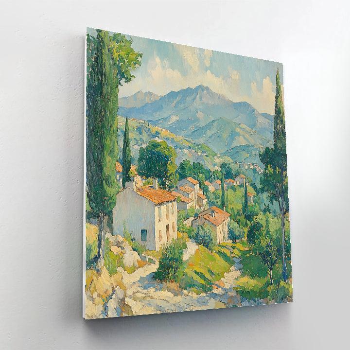 Paul Cézanne Inspired Mountain Village Morning paint by number