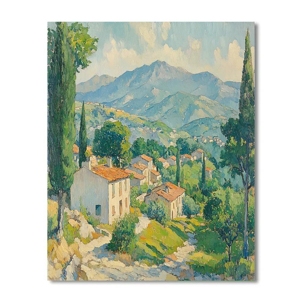 Paul Cézanne Inspired Mountain Village Morning paint by number