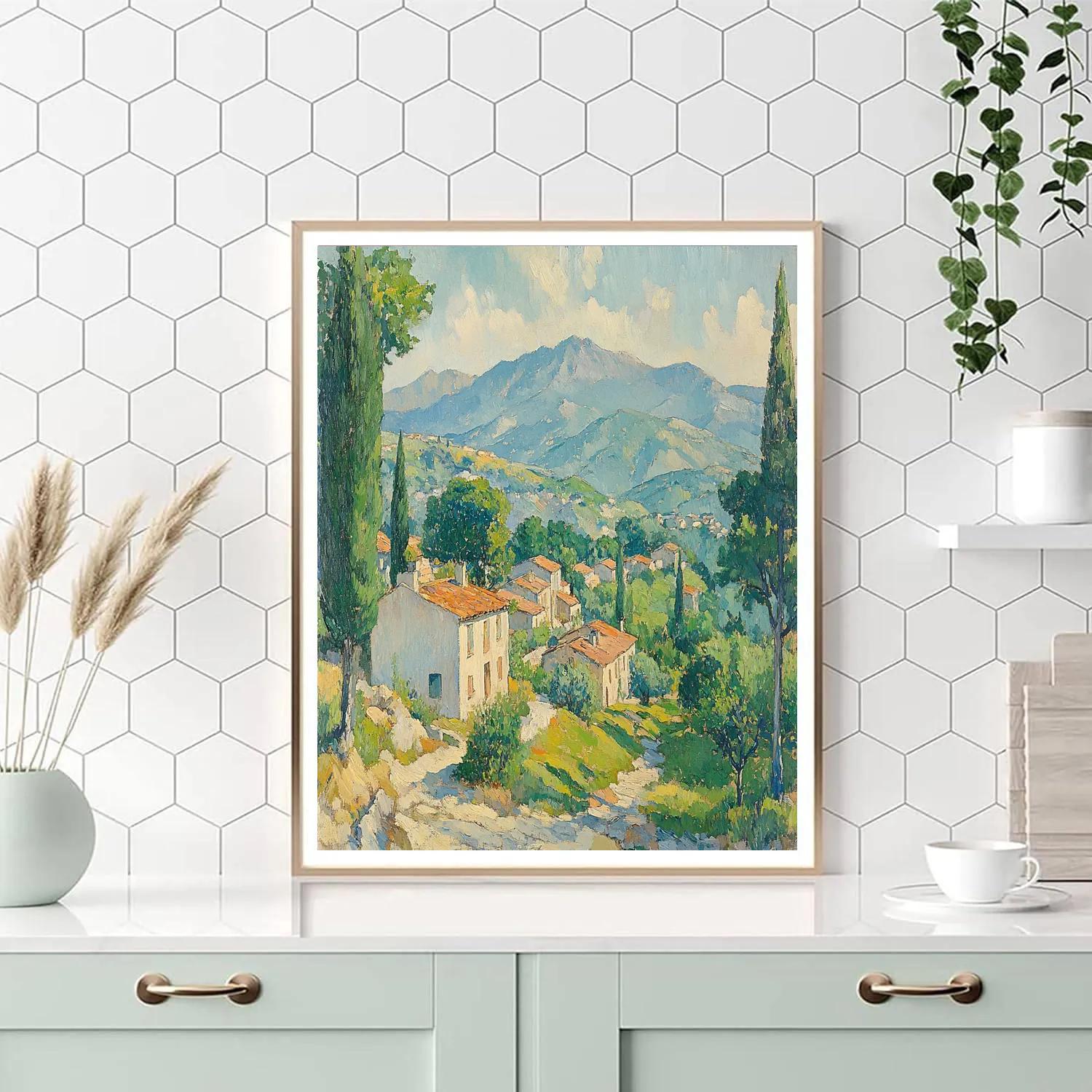 Paul Cézanne Inspired Mountain Village Morning paint by number