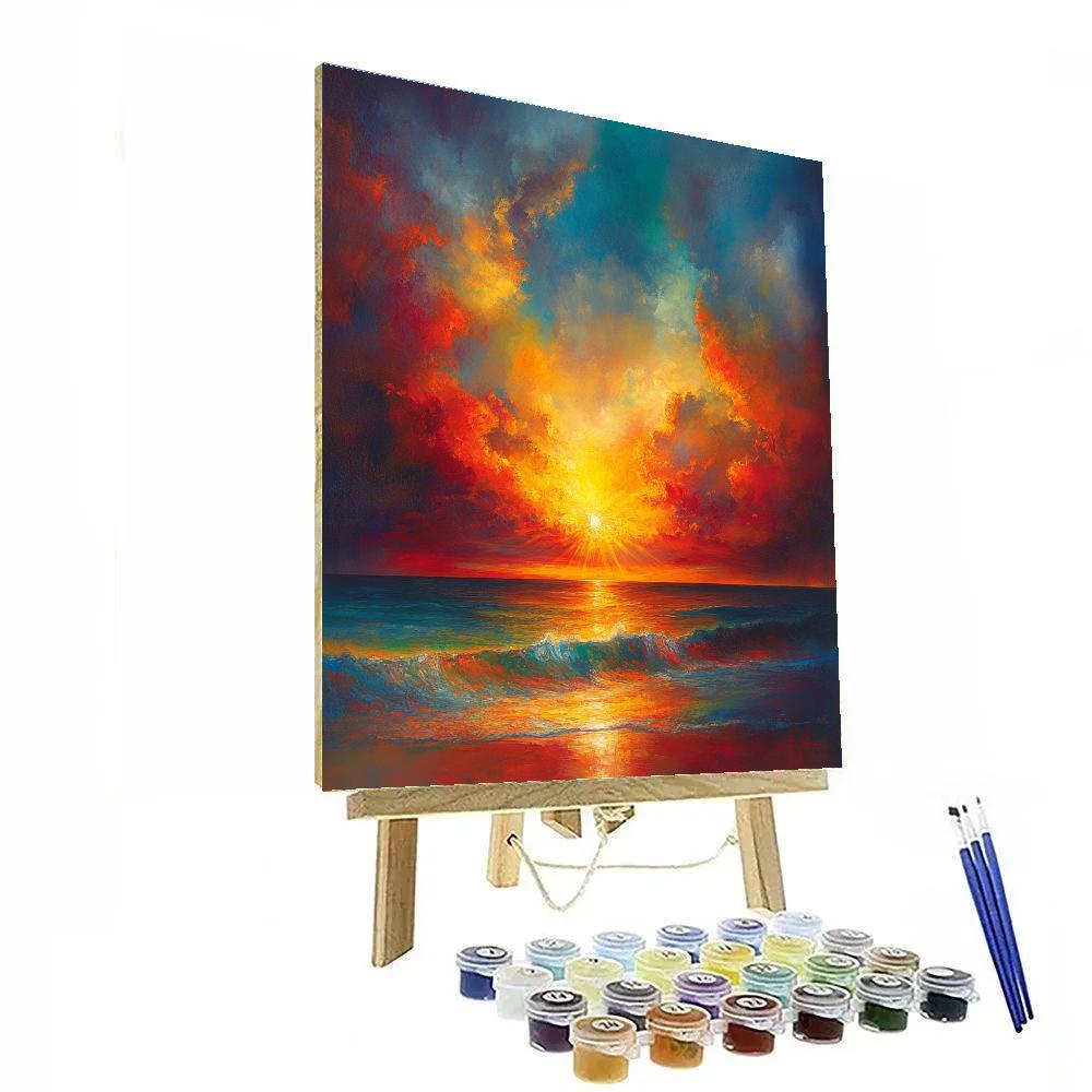J.M.W. Turner Inspired Dramatic Sunrise Over Ocean painting number kit