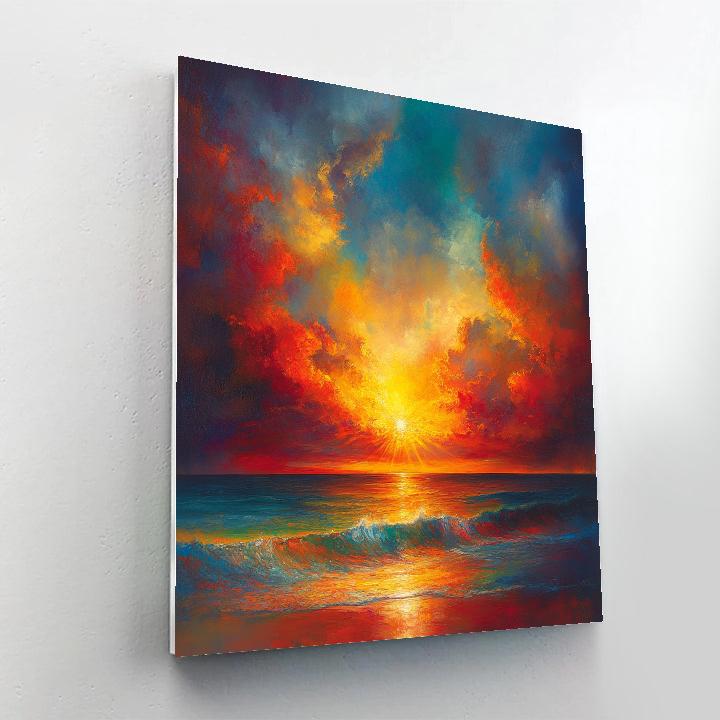 J.M.W. Turner Inspired Dramatic Sunrise Over Ocean painting number kit