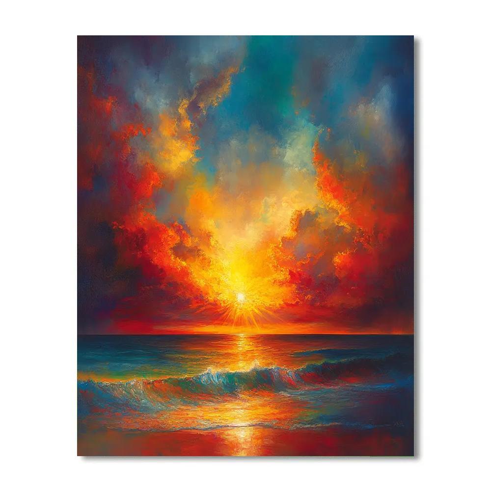 J.M.W. Turner Inspired Dramatic Sunrise Over Ocean painting number kit