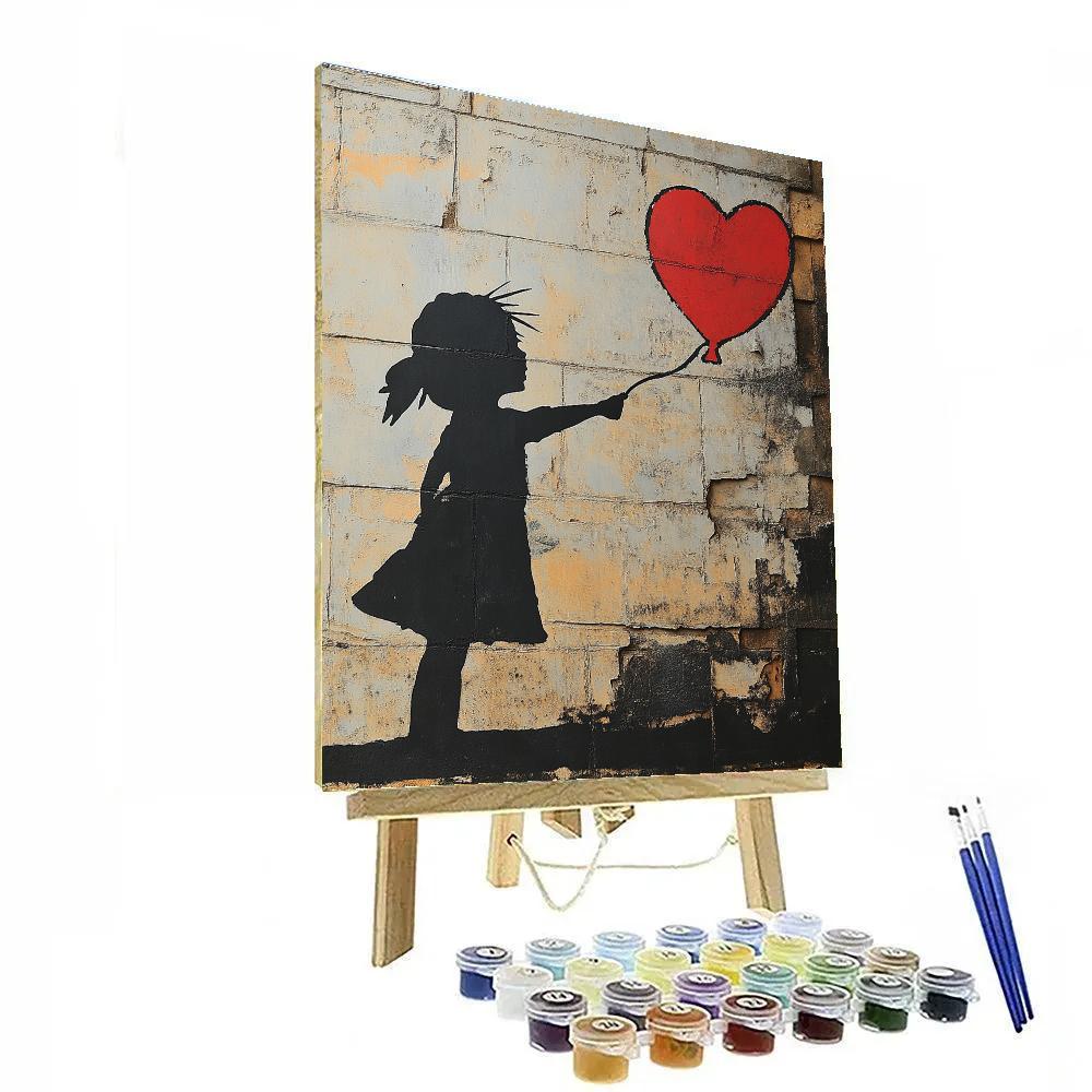 Banksy Inspired Hopeful Child With Balloon Graffiti Painting by numbers kit
