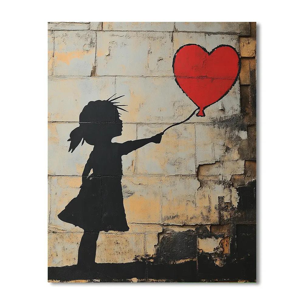 Banksy Inspired Hopeful Child With Balloon Graffiti Painting by numbers kit