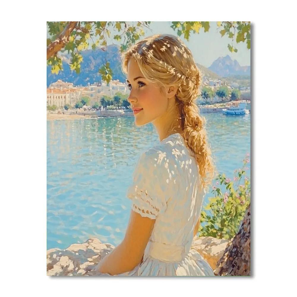 Joaquín Sorolla Inspired Bright Seaside Portrait DIY paint by numbers