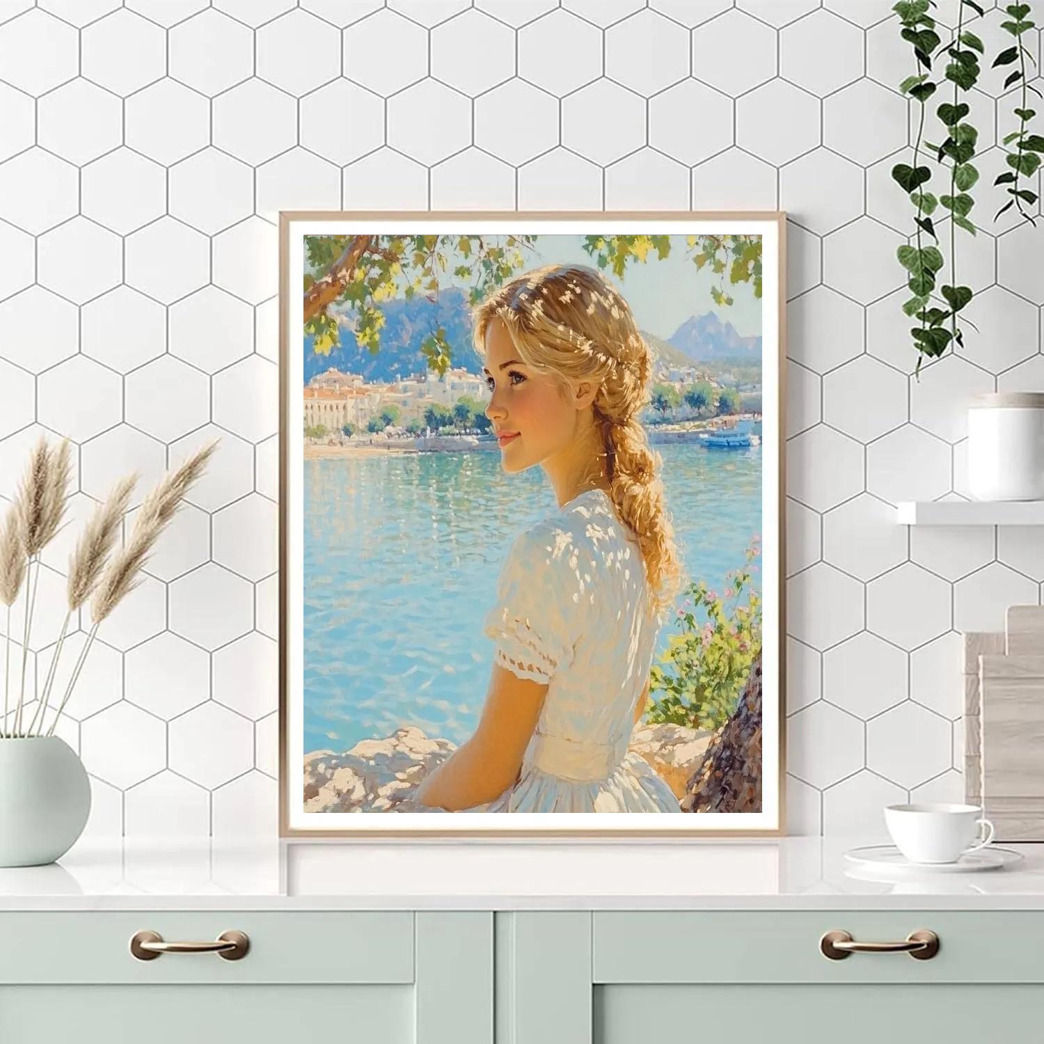 Joaquín Sorolla Inspired Bright Seaside Portrait DIY paint by numbers