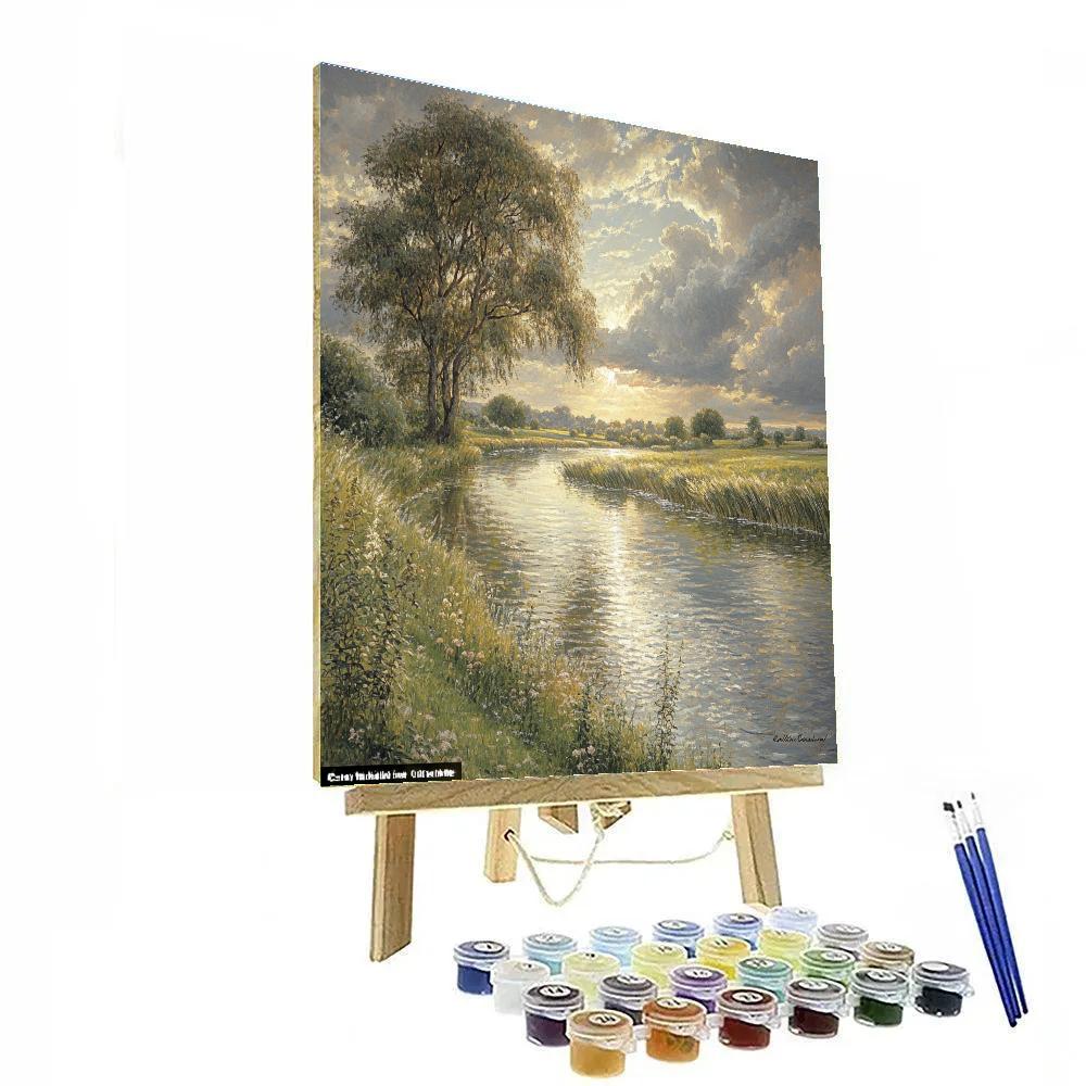 John Constable Inspired Peaceful River With Willow Trees Paint by numbers kits