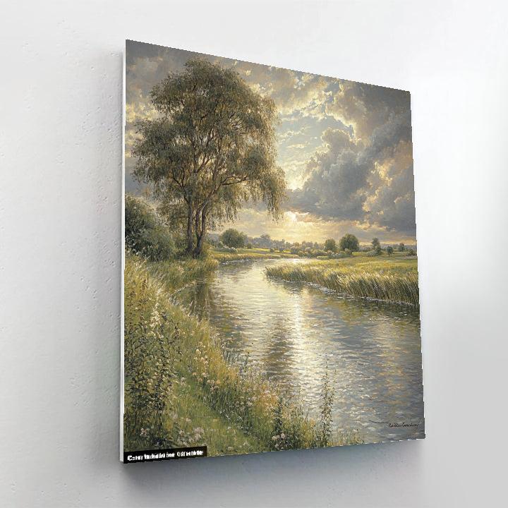 John Constable Inspired Peaceful River With Willow Trees Paint by numbers kits