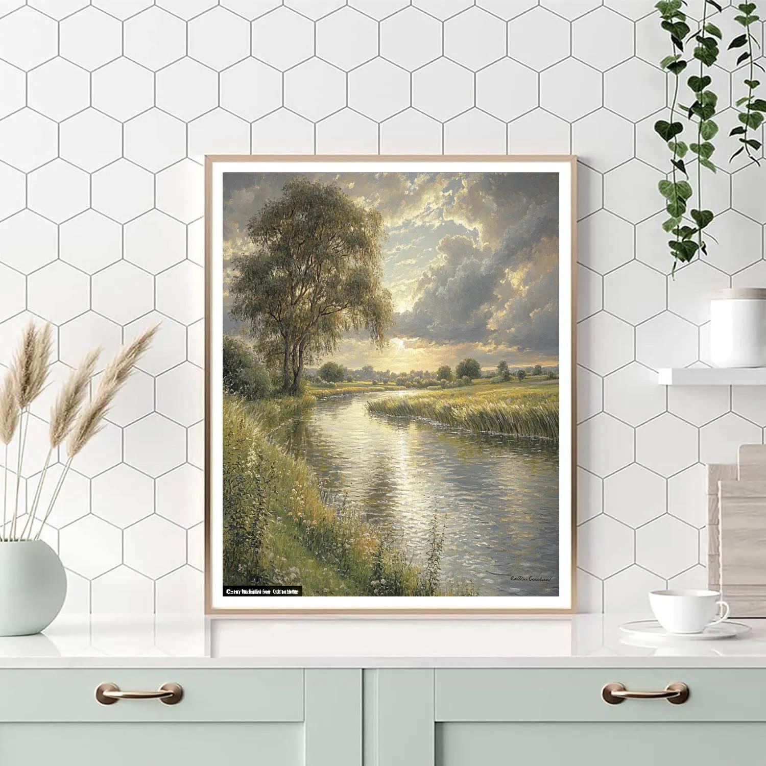 John Constable Inspired Peaceful River With Willow Trees Paint by numbers kits