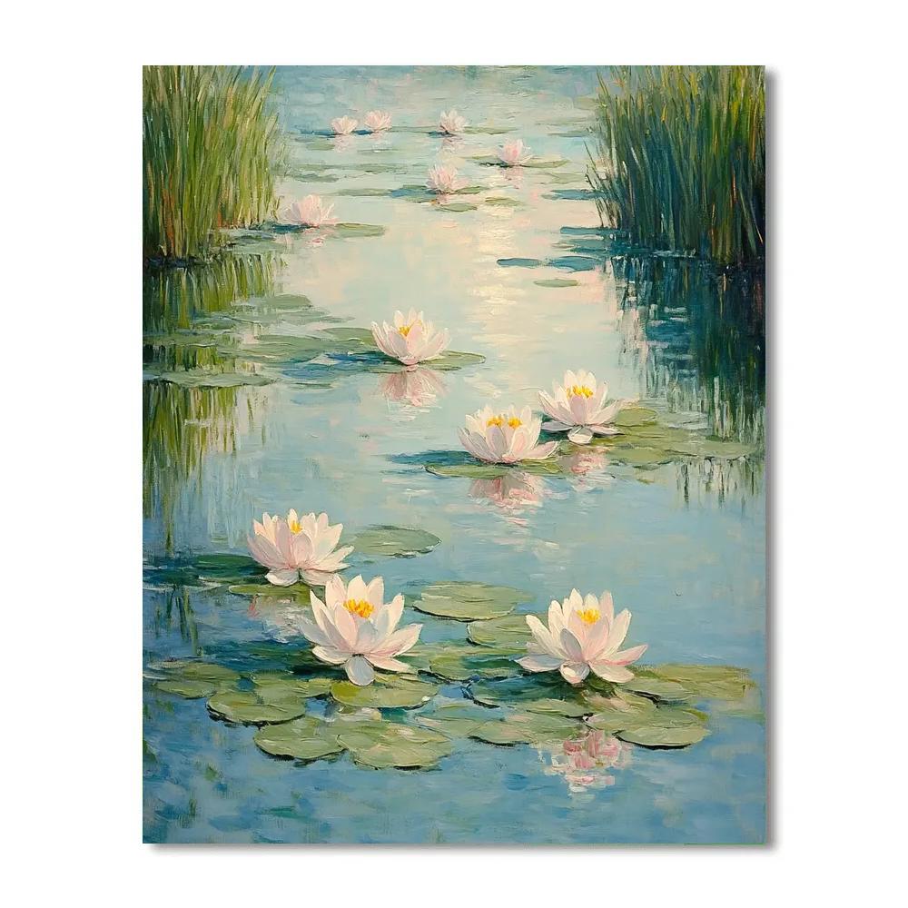 Monet Inspired Lilies On Tranquil Pond paint by number