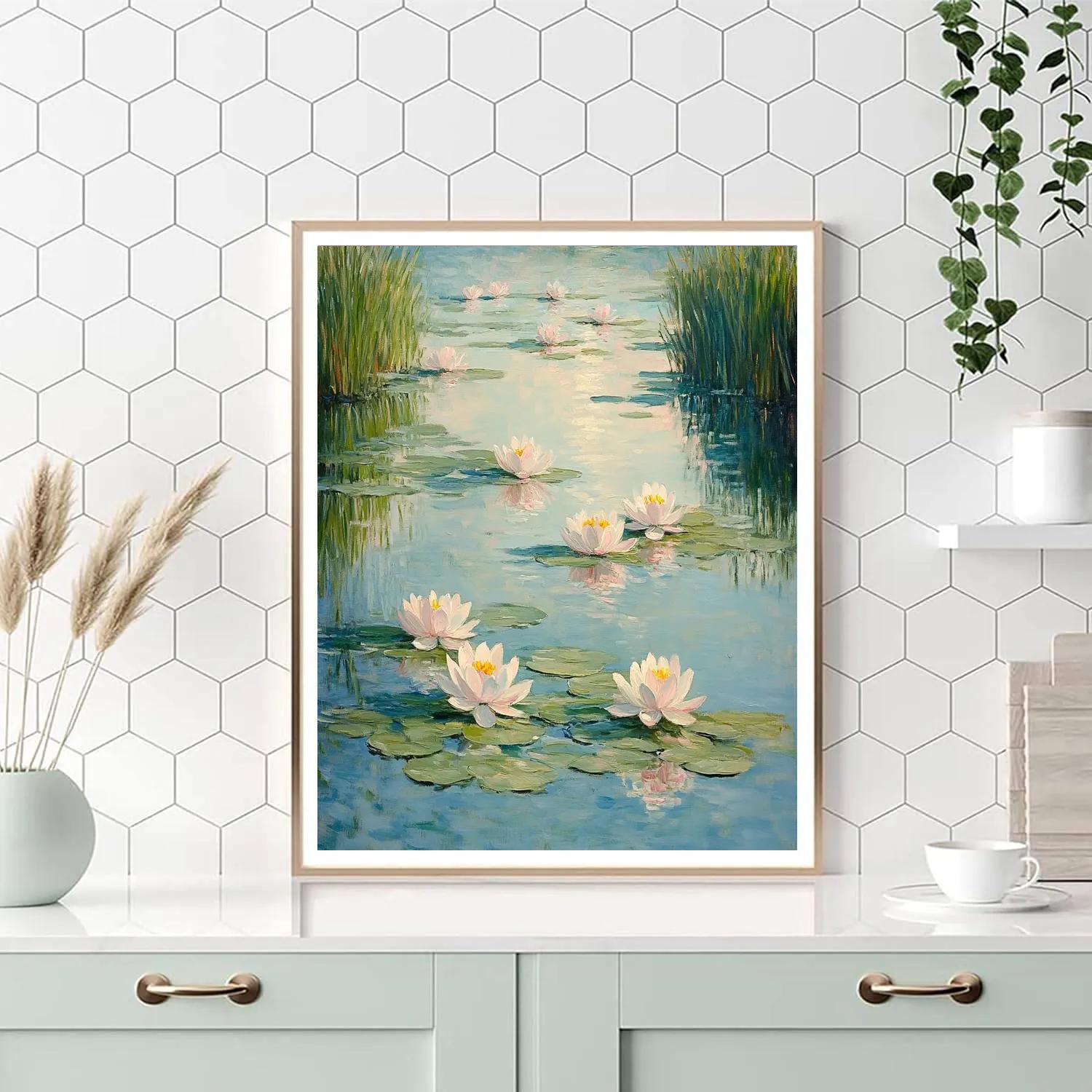 Monet Inspired Lilies On Tranquil Pond paint by number