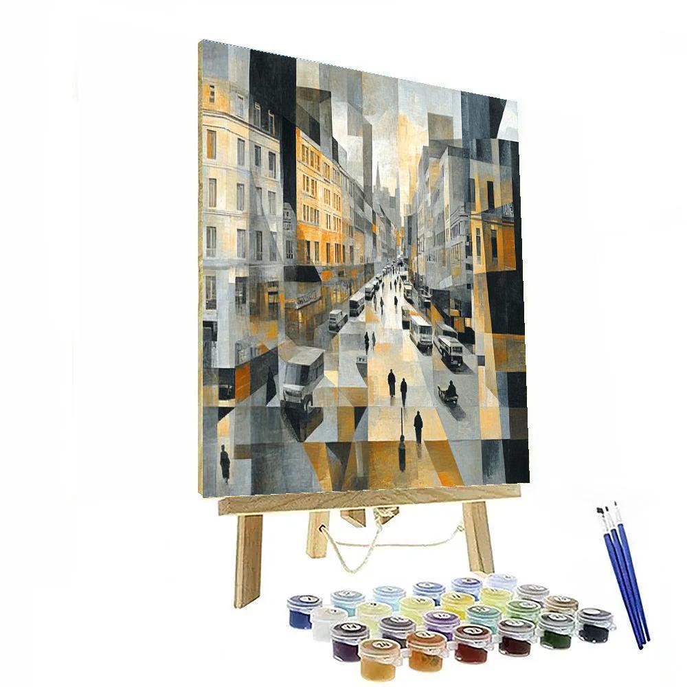 Picasso Inspired Fragmented Urban Street Scene paint by numbers