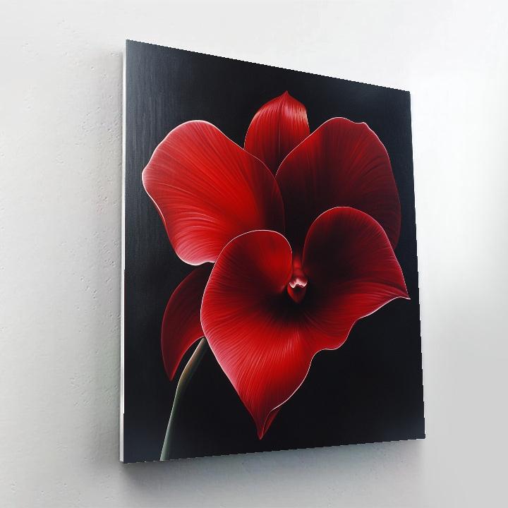 Georgia OKeeffe Inspired Red Orchid Close-Up paint by numbers