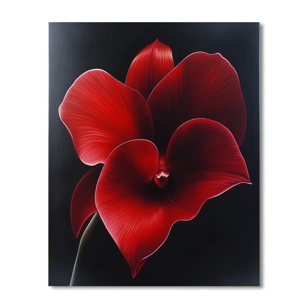 Georgia OKeeffe Inspired Red Orchid Close-Up paint by numbers