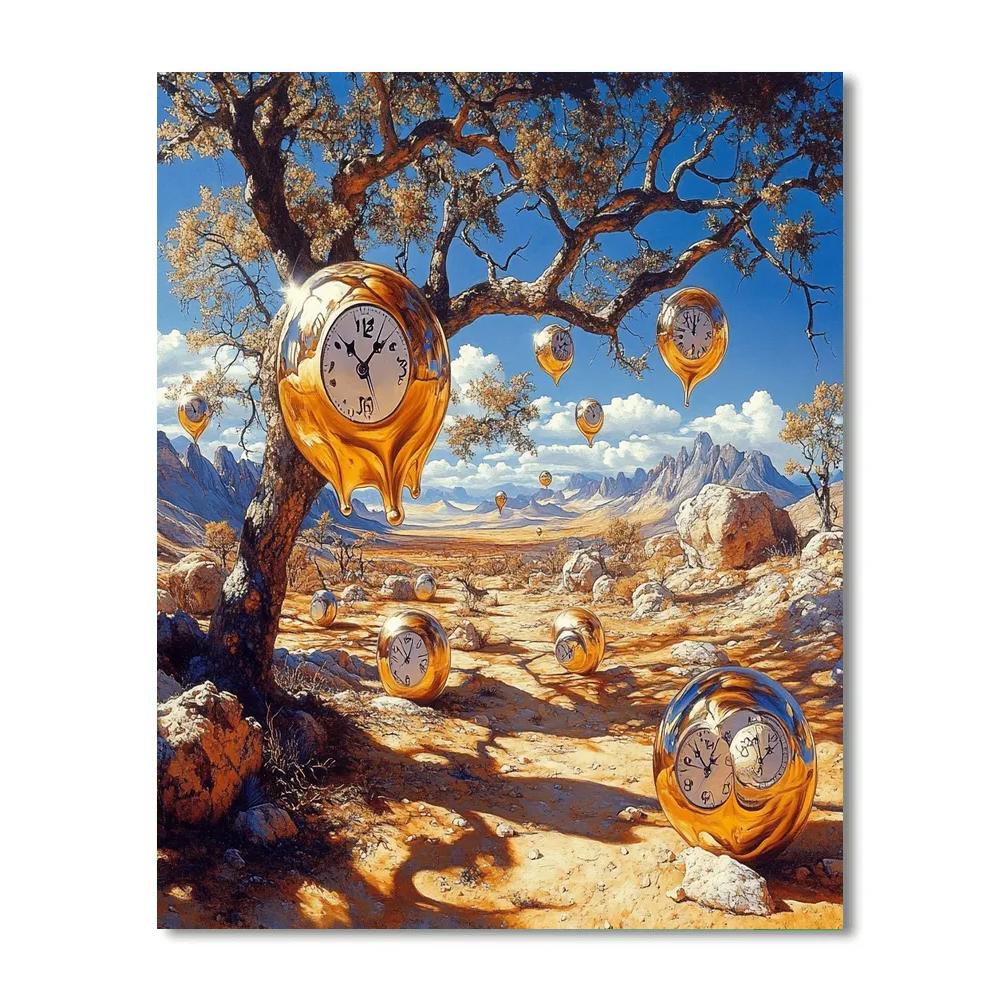 Salvador Dali Inspired Melting Clocks In Desert Painting by numbers kit