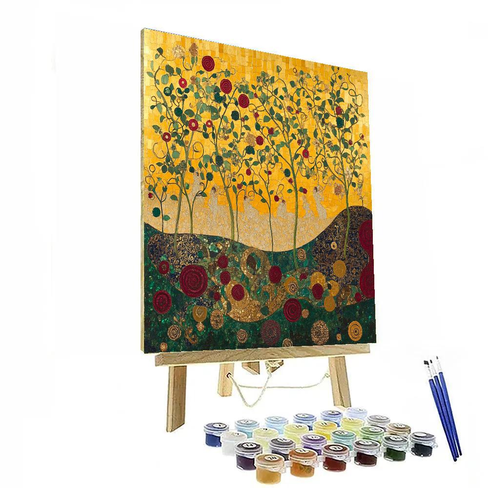 Gustav Klimt Inspired Gold Embellished Garden paint by color