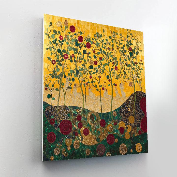 Gustav Klimt Inspired Gold Embellished Garden paint by color