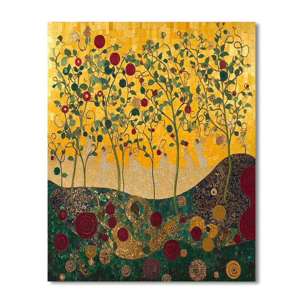 Gustav Klimt Inspired Gold Embellished Garden paint by color