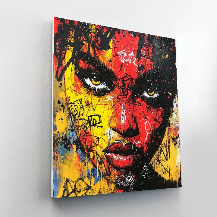 Jean-Michel Basquiat Inspired Expressive Portrait With Symbols paint by number