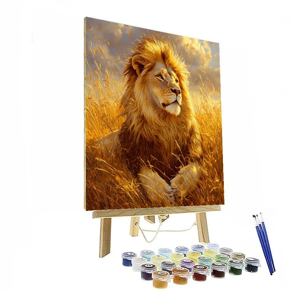 Edwin Landseer Inspired Majestic Lion In Savannah paint by number