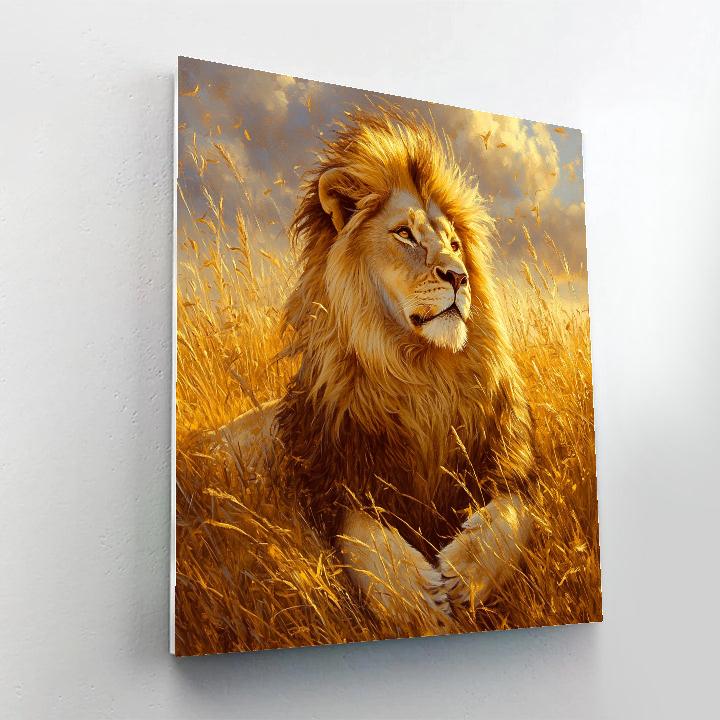 Edwin Landseer Inspired Majestic Lion In Savannah paint by number