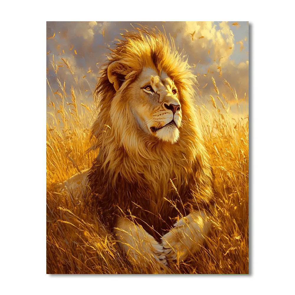 Edwin Landseer Inspired Majestic Lion In Savannah paint by number