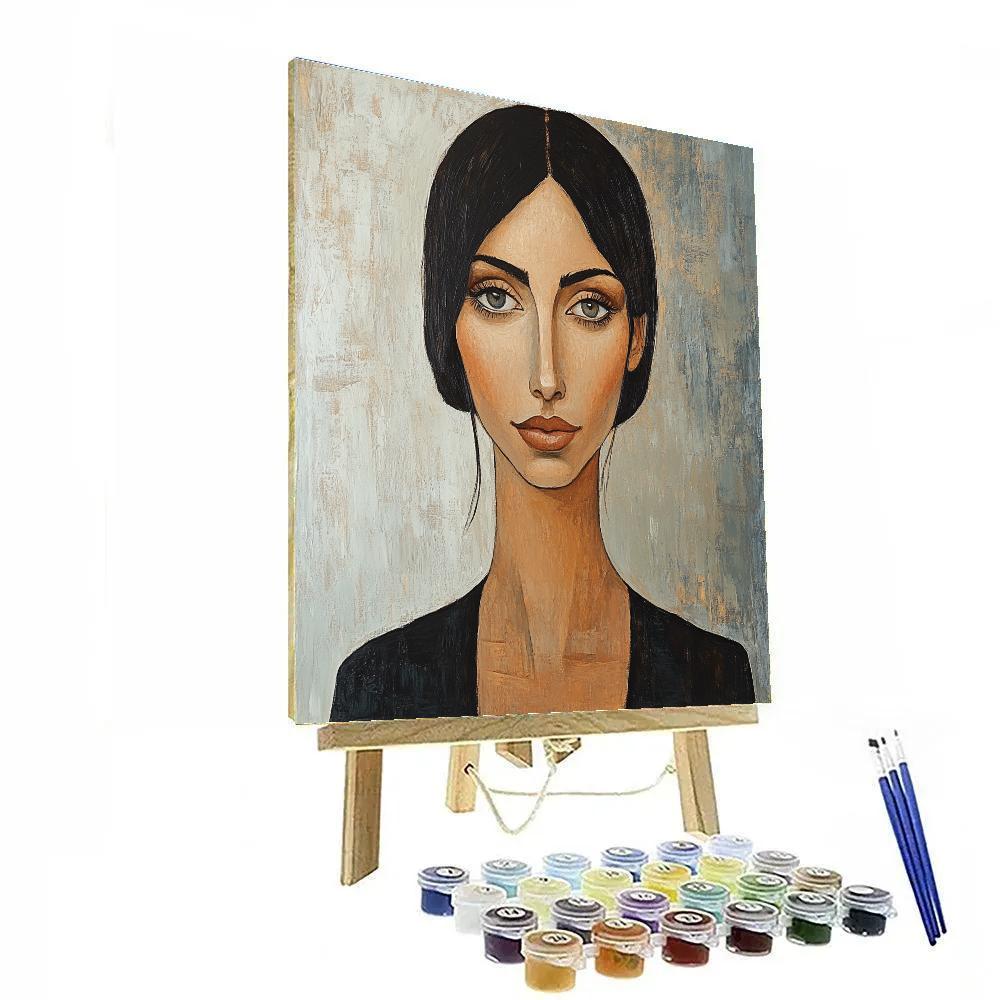 Amedeo Modigliani Inspired Graceful Female Portrait Number painting