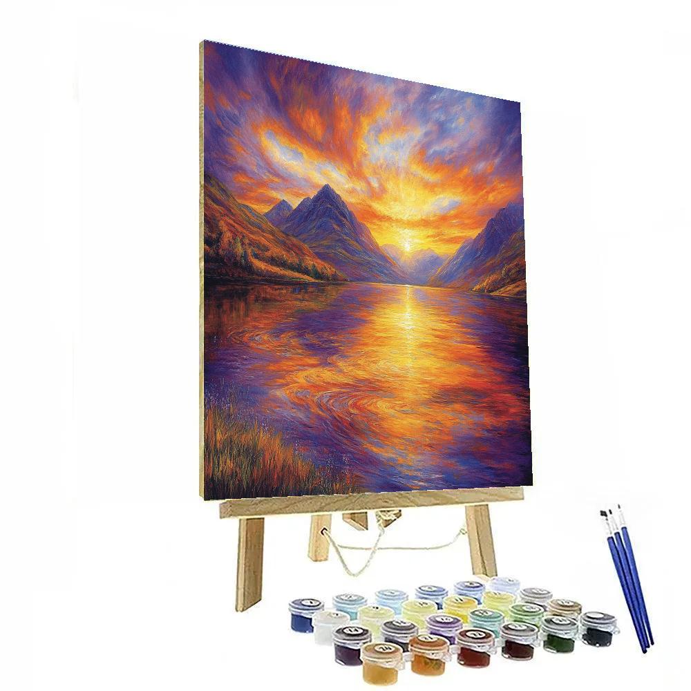 J.M.W. Turner Inspired Sunset Over Mountain Lake Painting by numbers kit