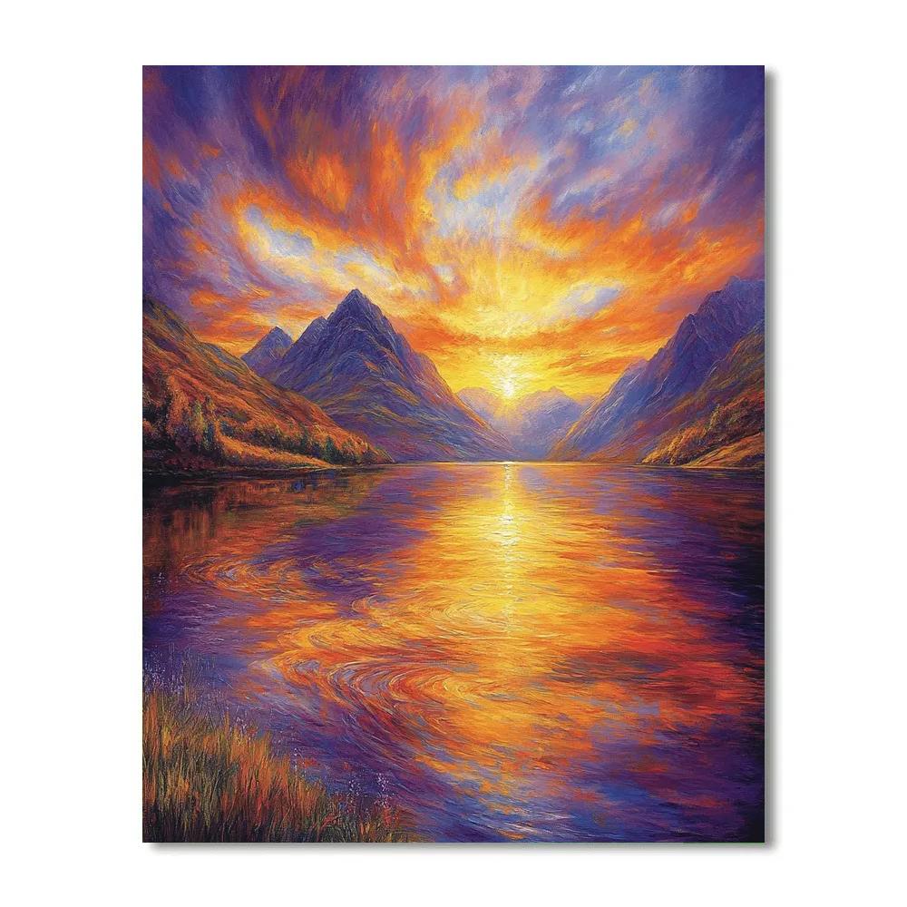 J.M.W. Turner Inspired Sunset Over Mountain Lake Painting by numbers kit