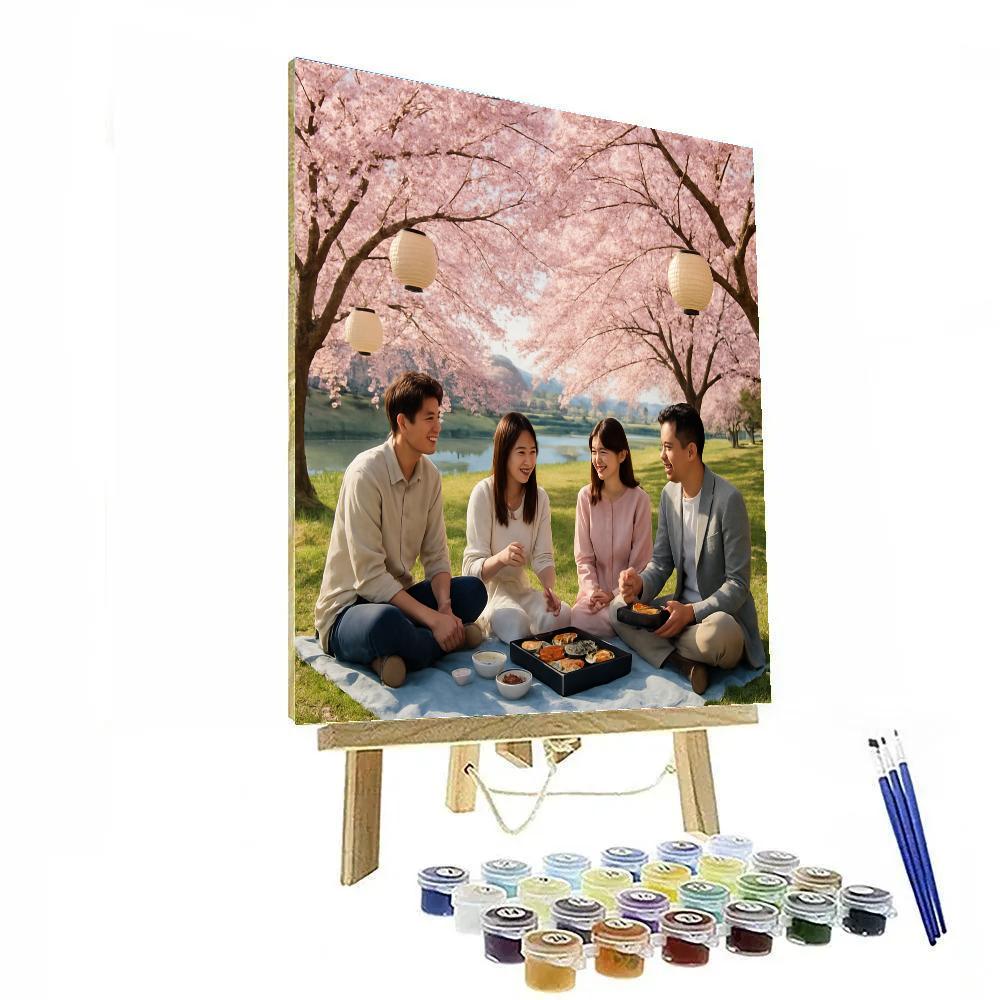 Hanami Cherry Blossom Viewing In Kyoto Paint by numbers art
