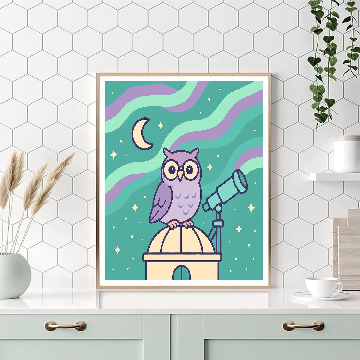 Aurora Owl Observatory Paint by numbers art