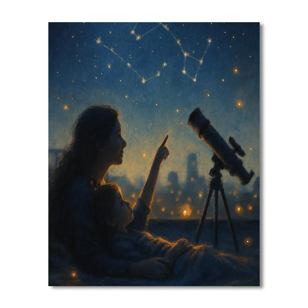 Stargazing Mother And Child Paint by numbers art