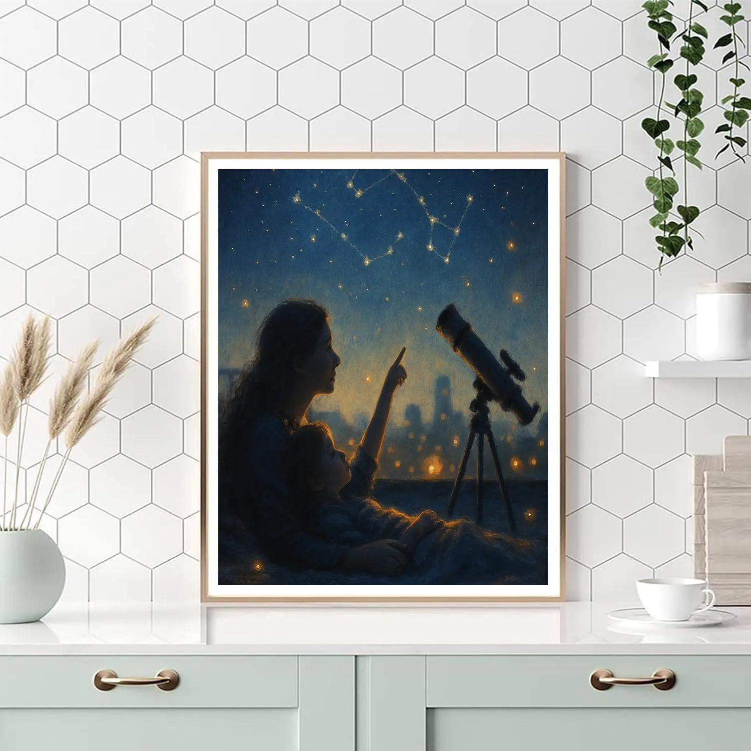 Stargazing Mother And Child Paint by numbers art