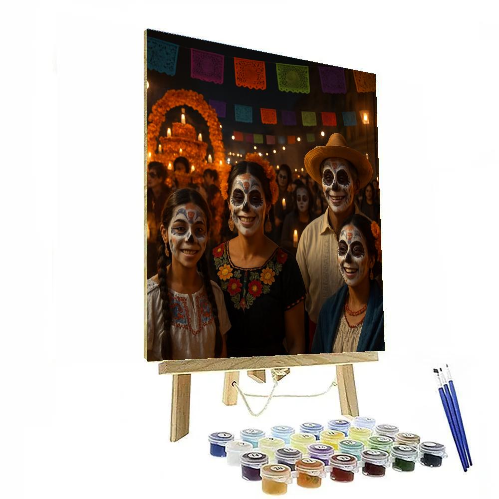 Día De Muertos Celebration In Mexico City Numbered painting kits