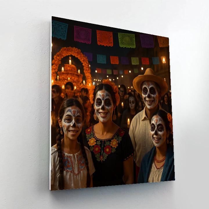 Día De Muertos Celebration In Mexico City Numbered painting kits