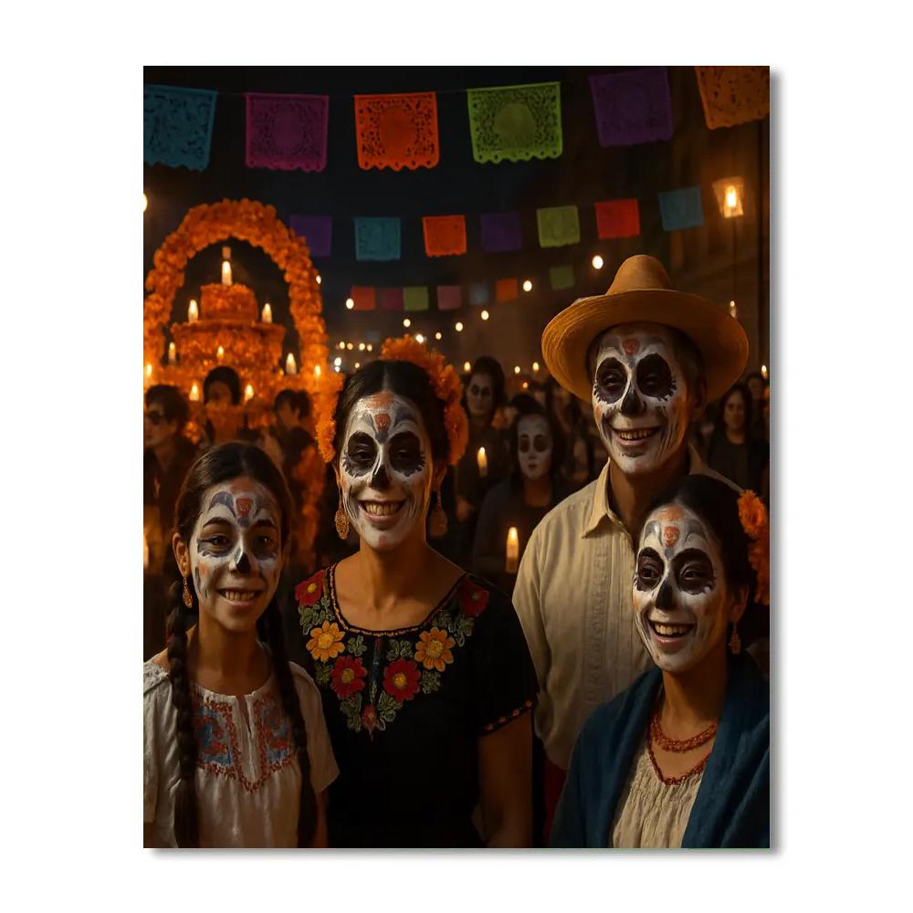 Día De Muertos Celebration In Mexico City Numbered painting kits