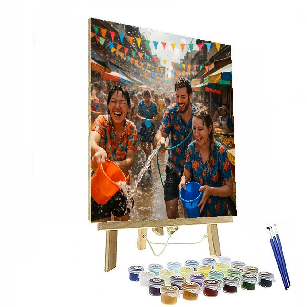 Songkran Water Festival In Bangkok Painting by numbers kit