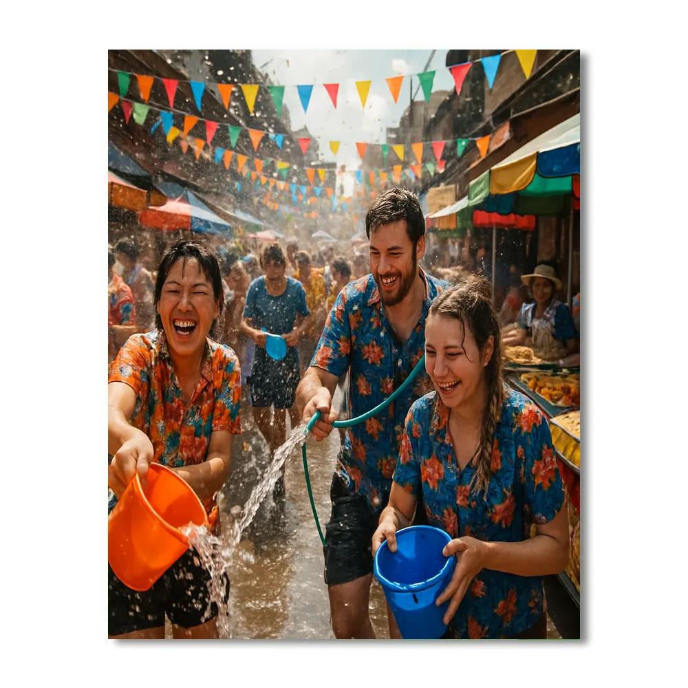 Songkran Water Festival In Bangkok Painting by numbers kit