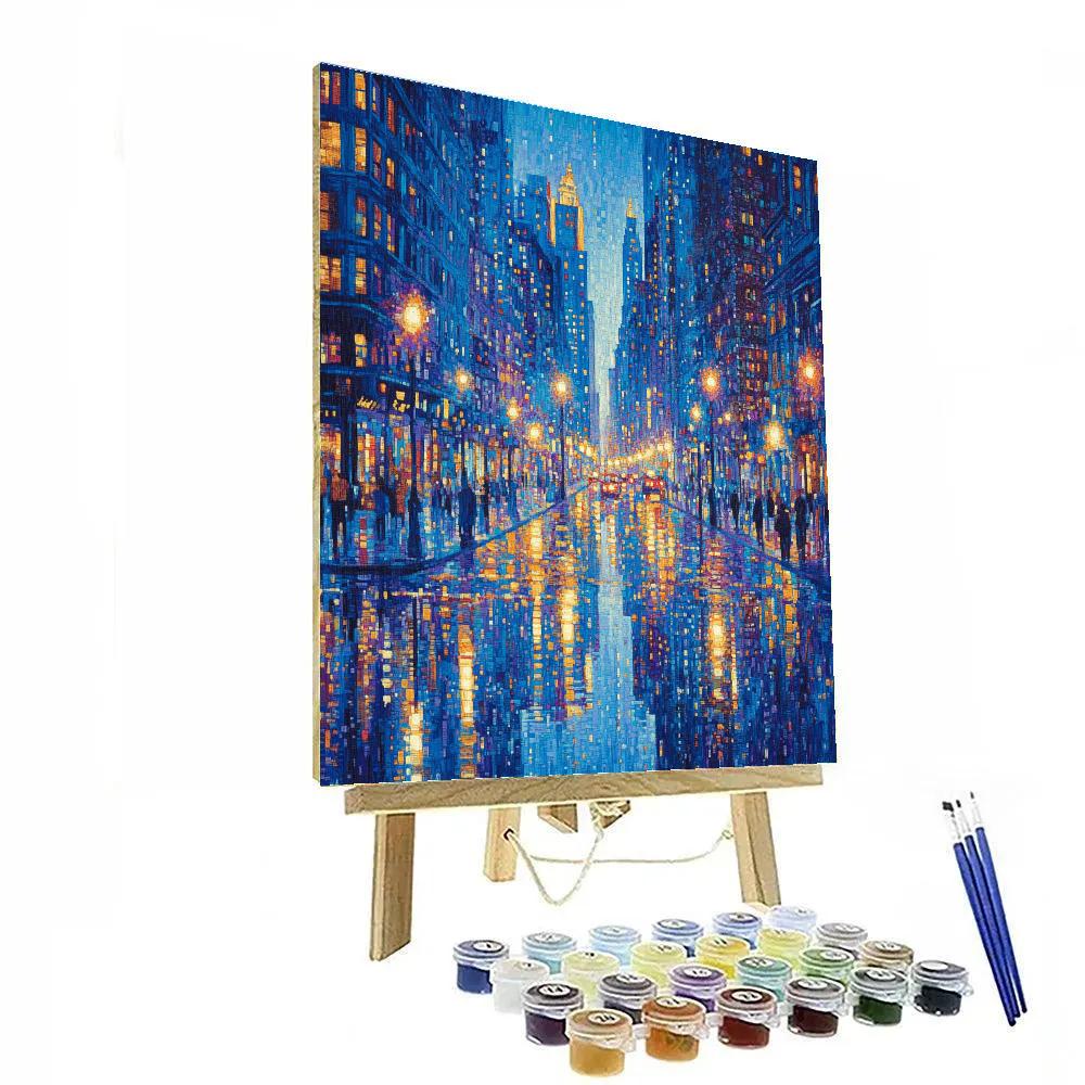 Seurat Inspired Pointillist City Lights Paint by numbers art